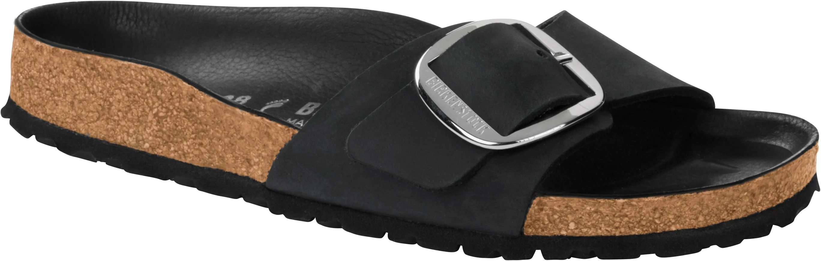 Madrid Big Buckle Oiled Leather Black -narrow Fit