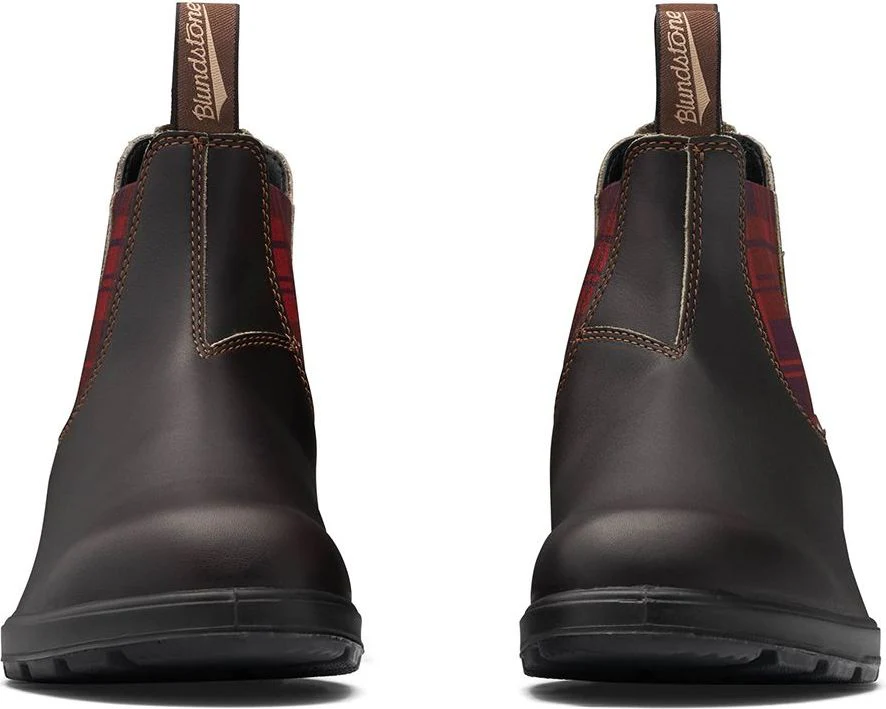Blundstone 2100 - Original Brown With Burgundy Tartan Elastic - Image 3