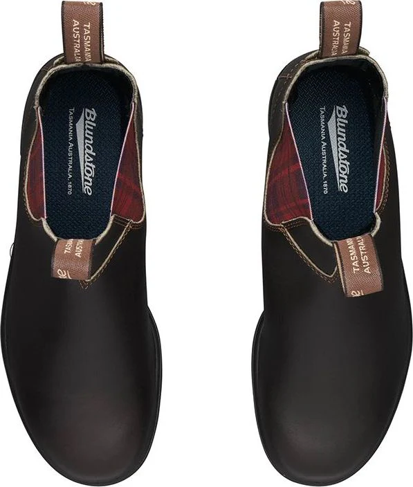 Blundstone 2100 - Original Brown With Burgundy Tartan Elastic - Image 4