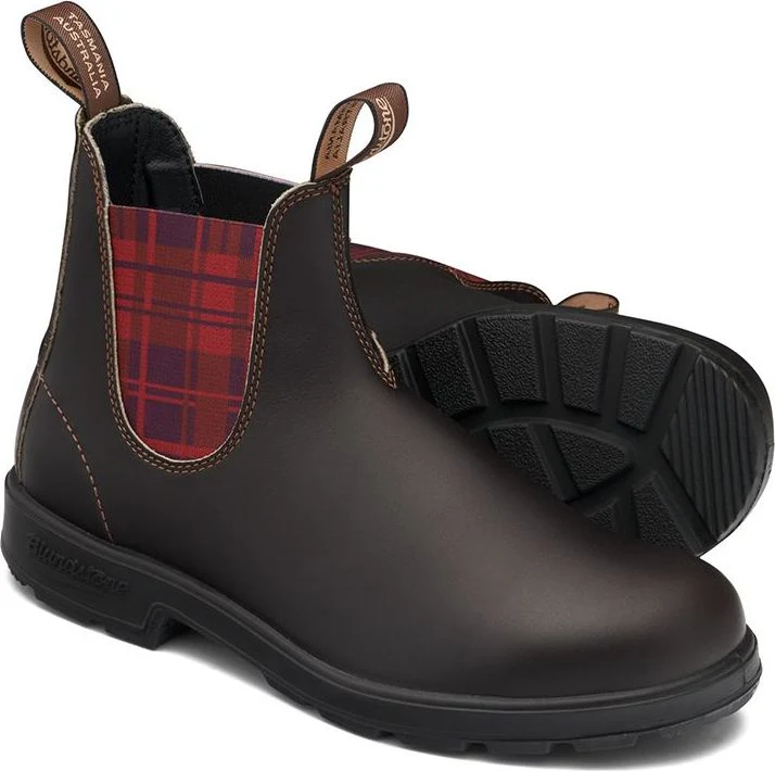 Blundstone 2100 - Original Brown With Burgundy Tartan Elastic - Image 5