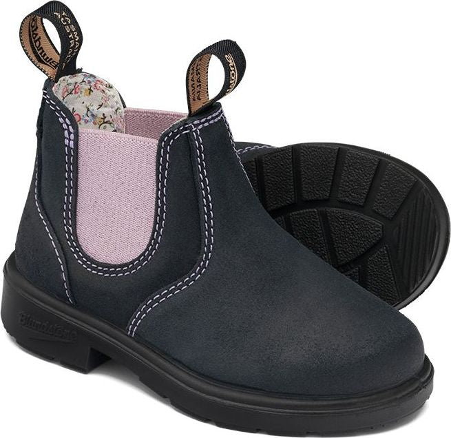 Blundstone 2195 - Kids Suede Navy With Pale Pink Elastic - Image 5