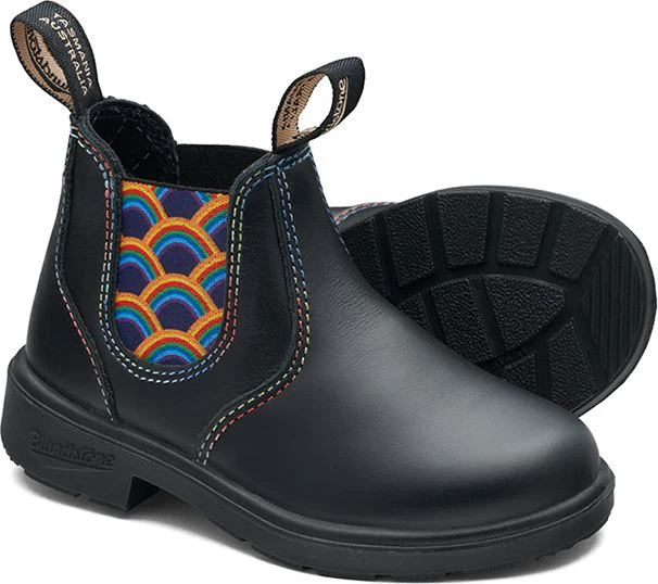 2254 Kids Black With Rainbow Elastics And Contrast Stitching - Image 3