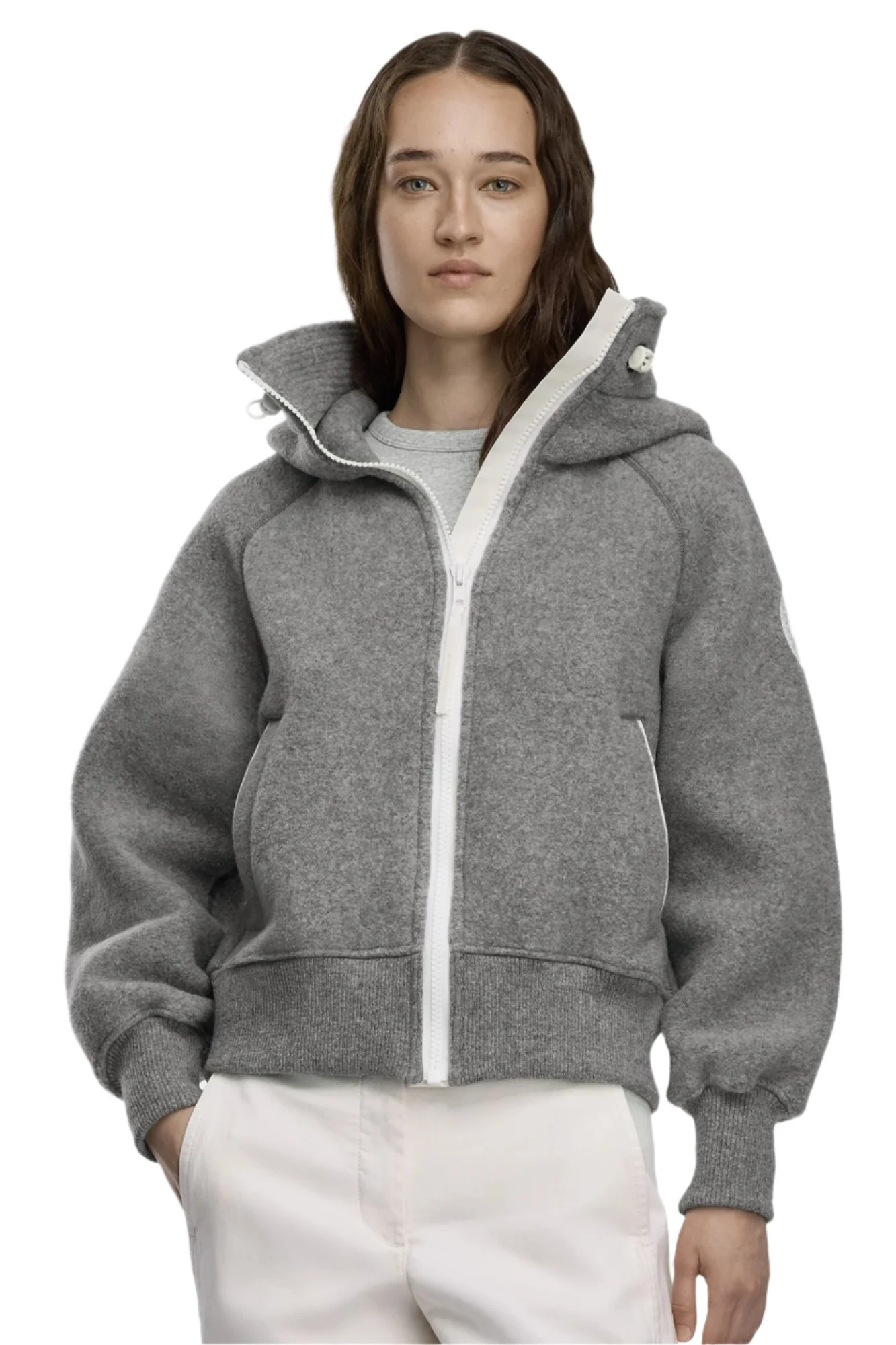Chilliwack Fleece Bomber White Disc Greige - Image 2