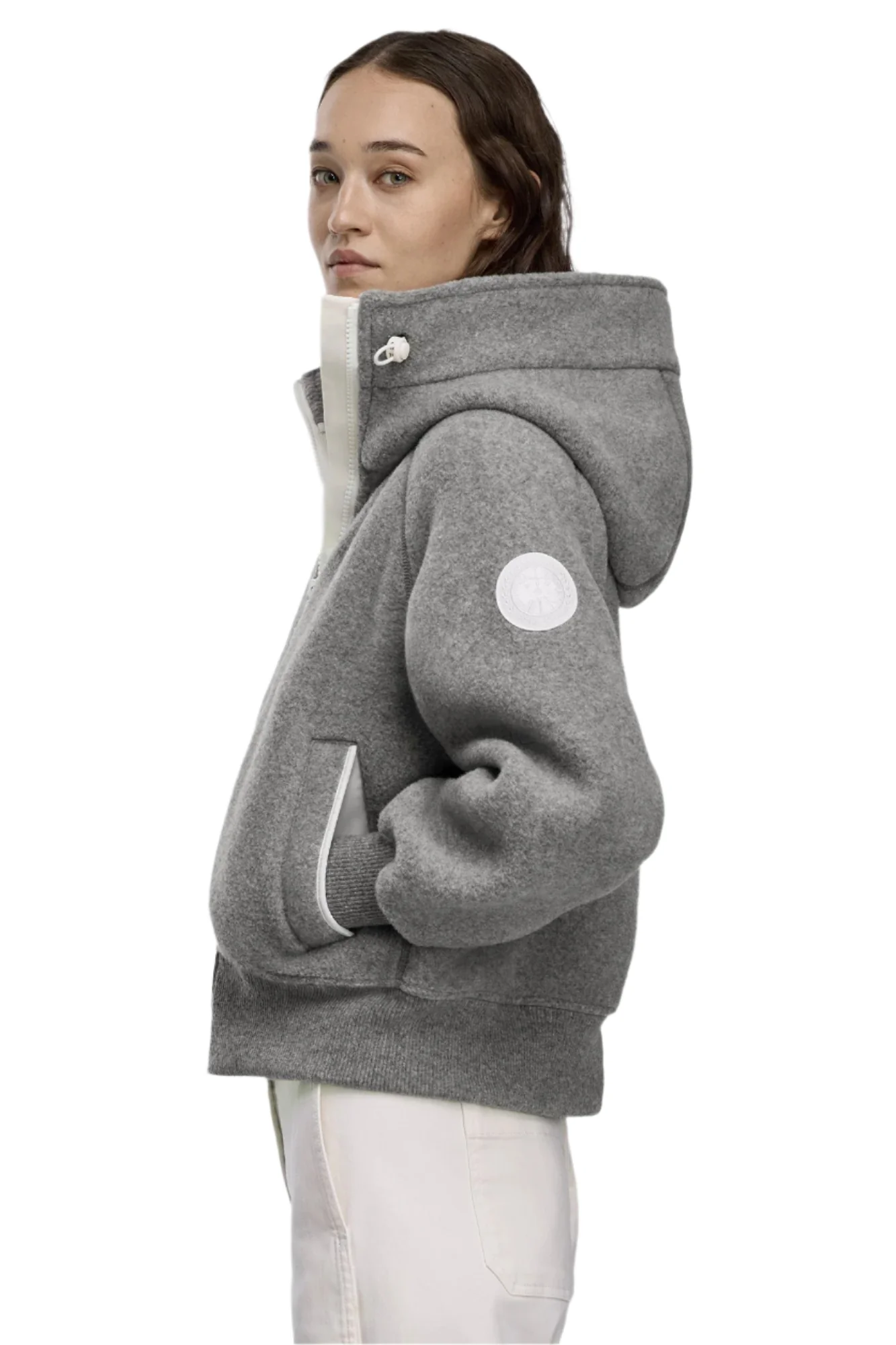 Chilliwack Fleece Bomber White Disc Greige - Image 3