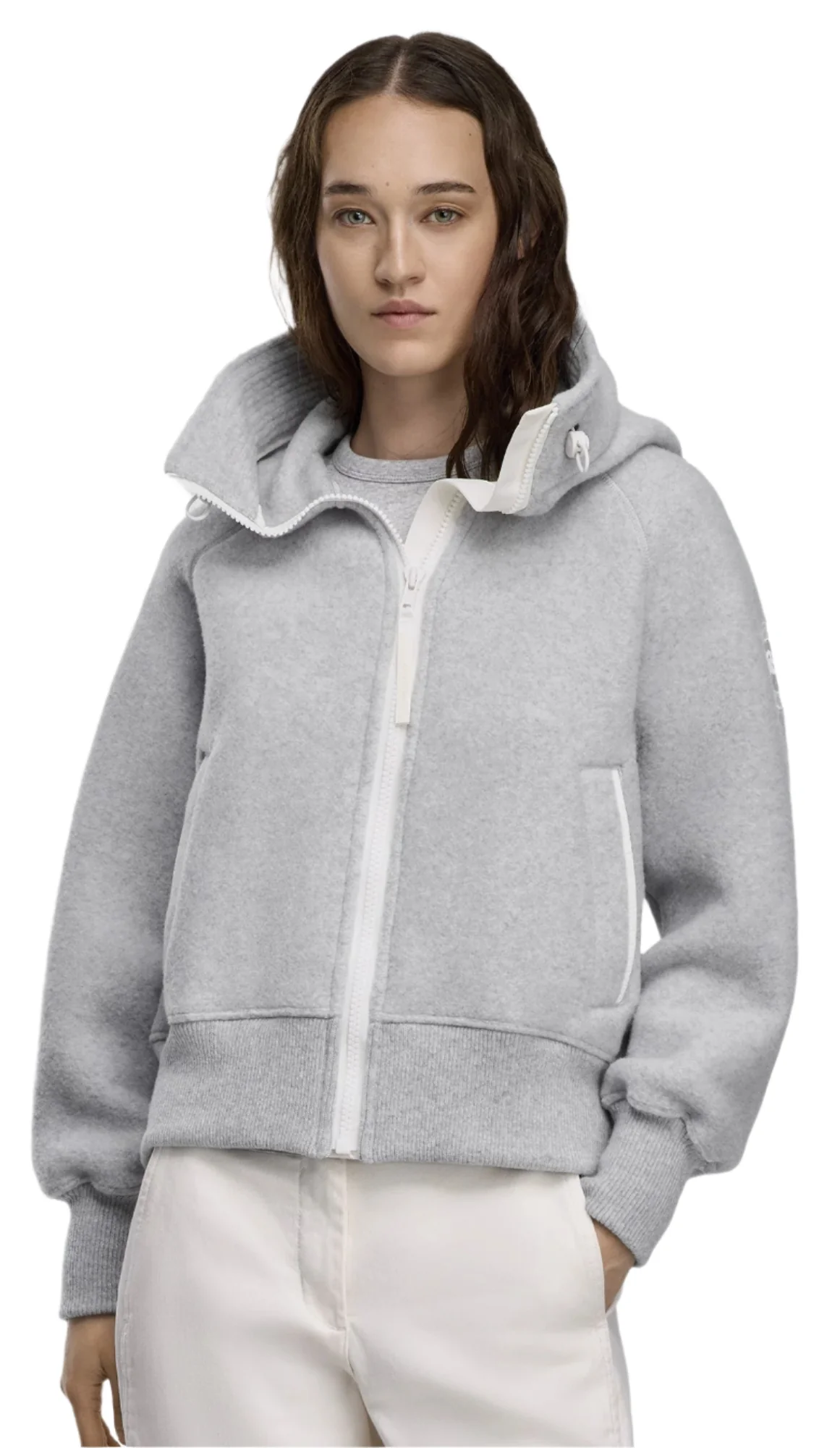Chilliwack Fleece Bomber White Disc Silverbirch Heather - Image 2