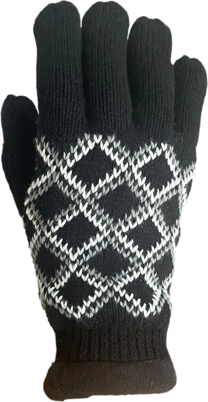 Diamond Pattern Acrylic Glove Fleece Liner Black