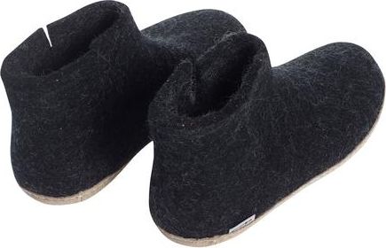 Wool Felt Boot Leather Sole Charcoal - Image 3