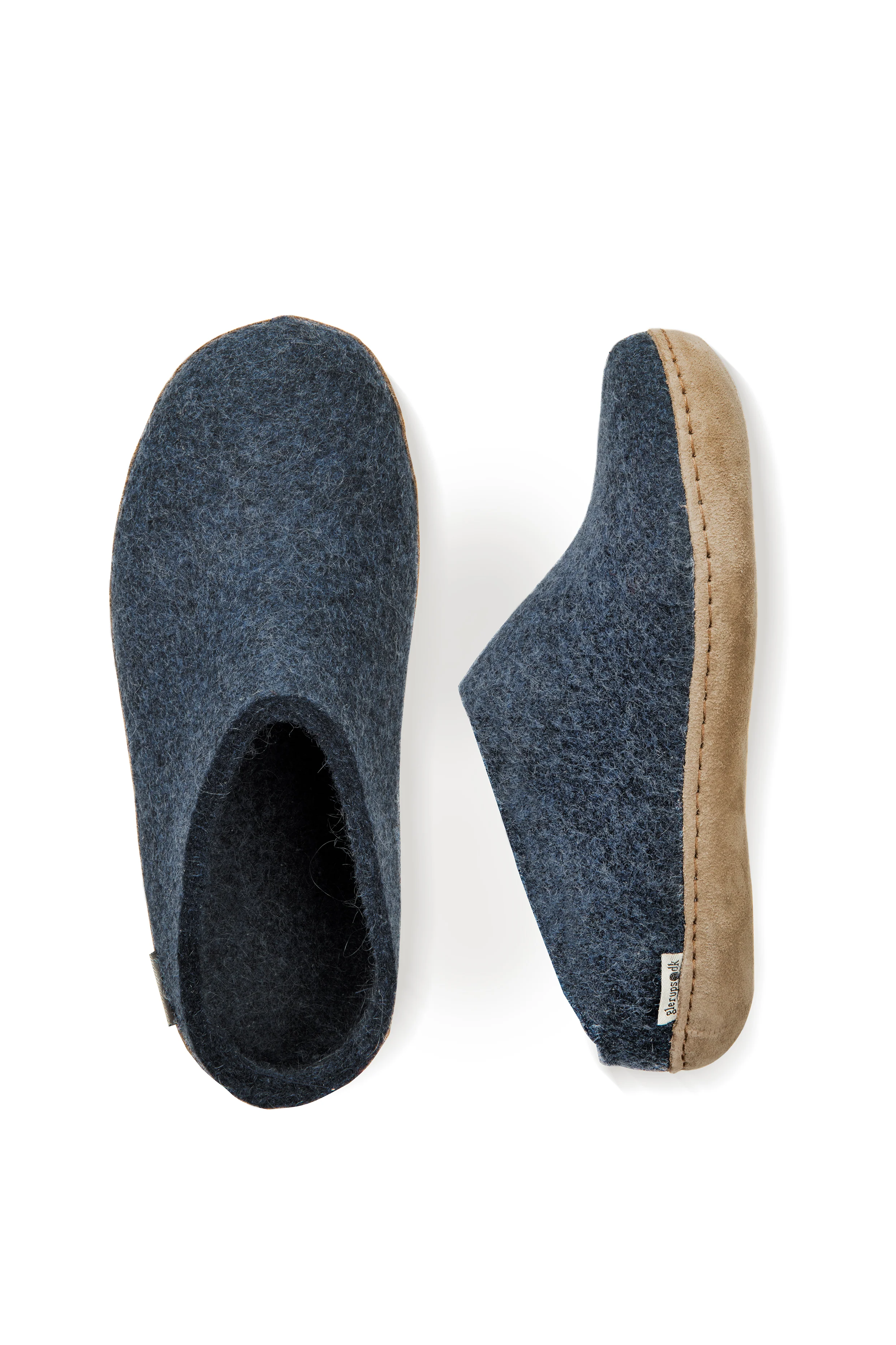 Wool Felt Clog Leather Sole Denim - Image 3
