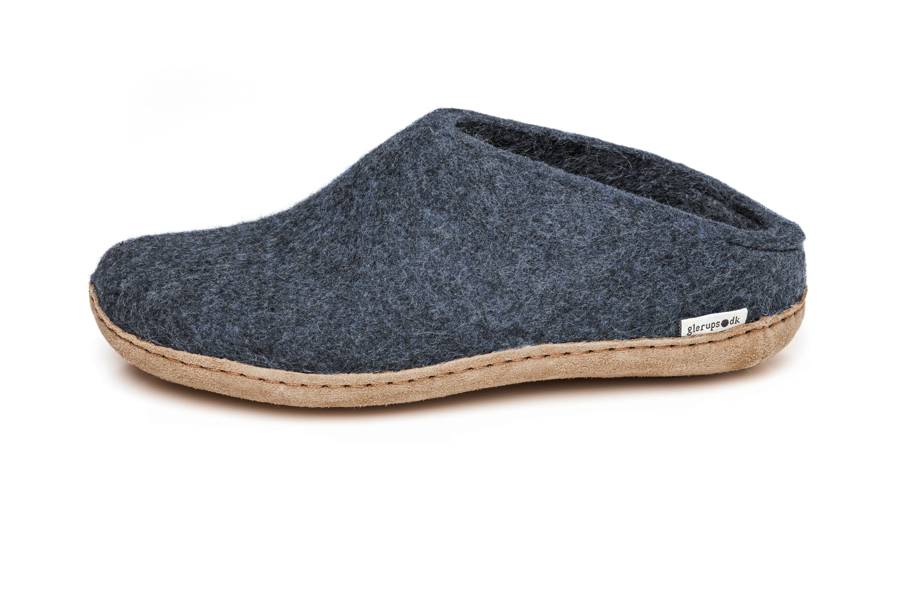 Wool Felt Clog Leather Sole Denim - Image 4