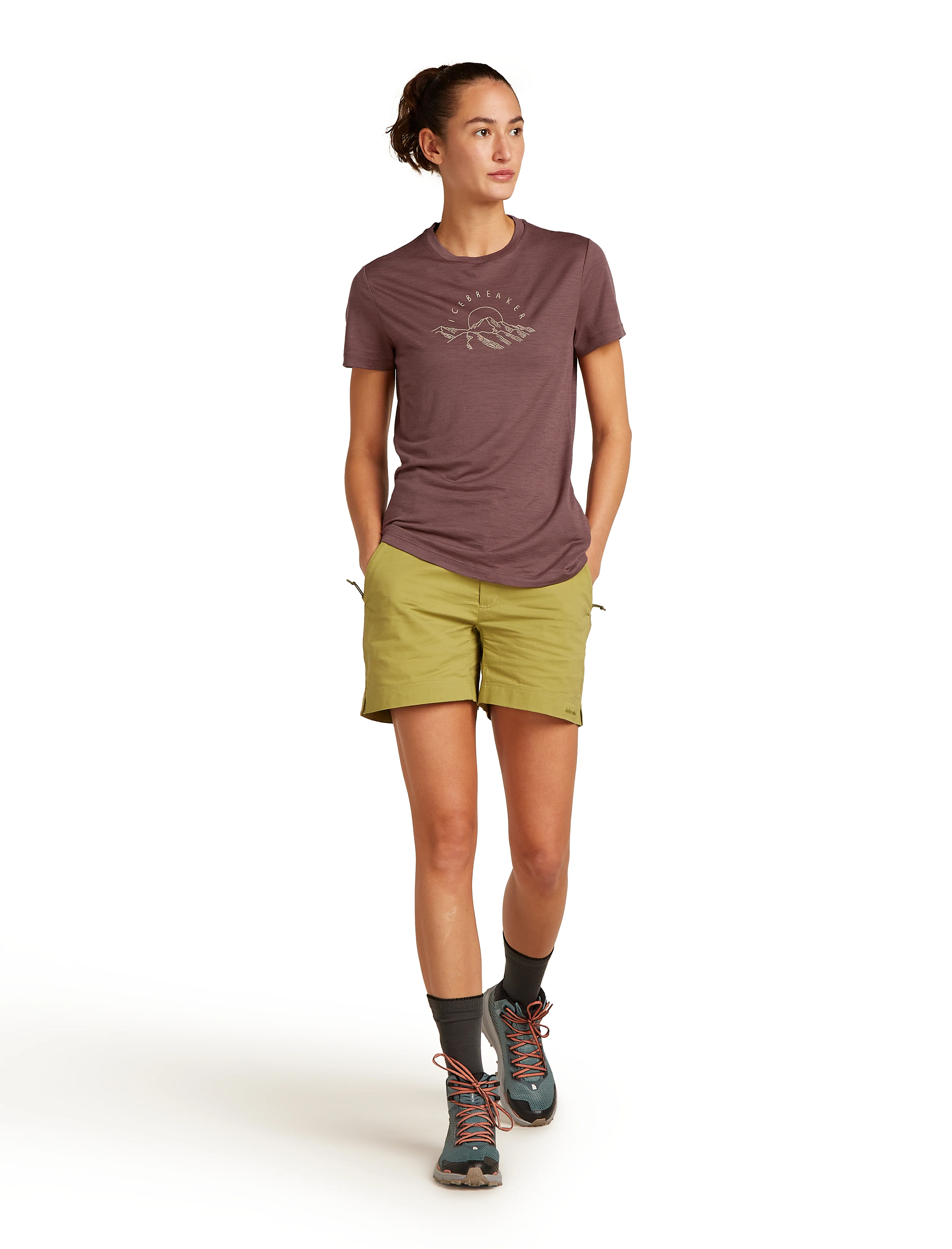 W Merino 150 Tech Lite SS Tee Sunrise Summit Carob - Image 2
