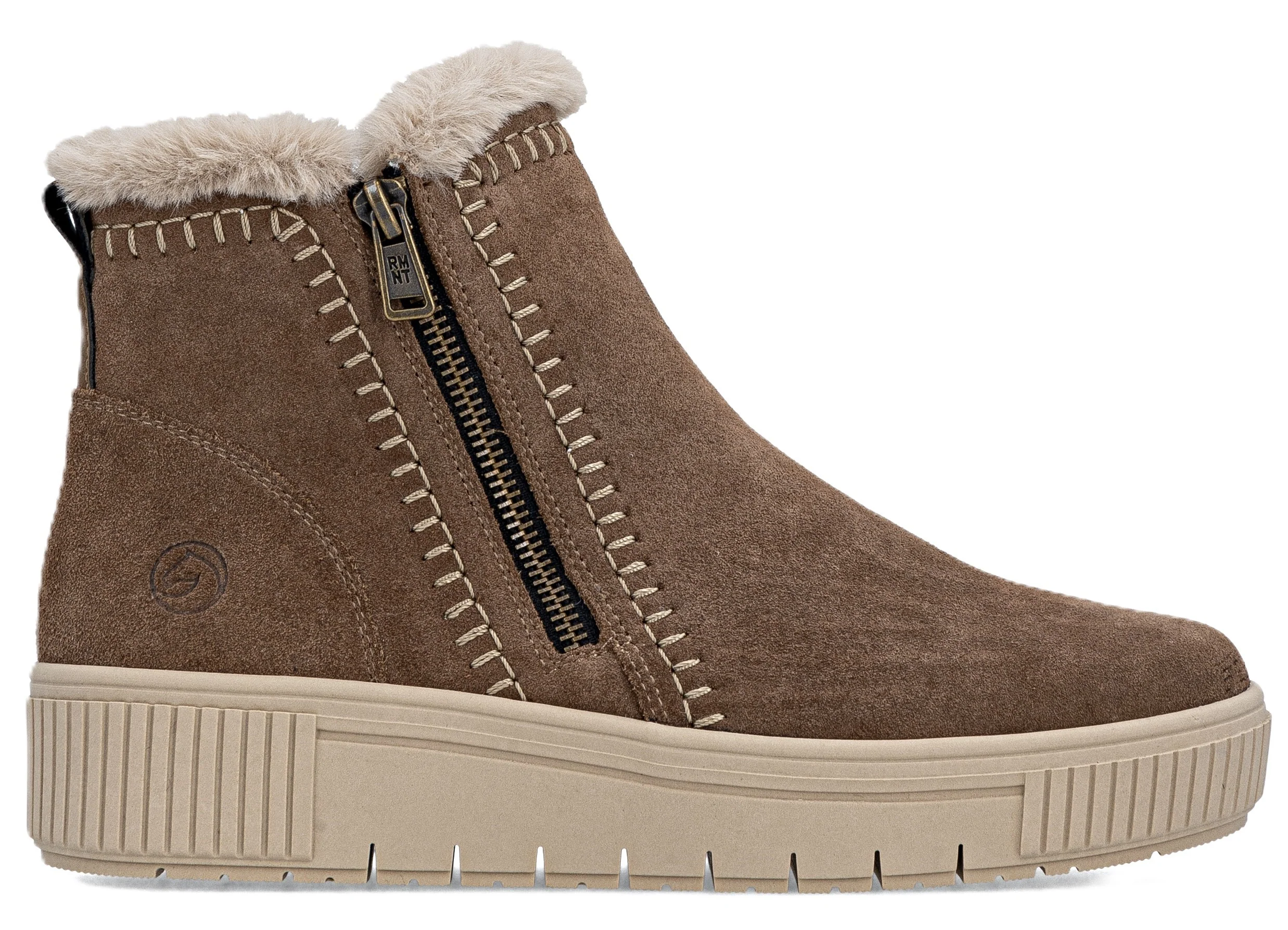 Beige Side Zip Ankle Boot