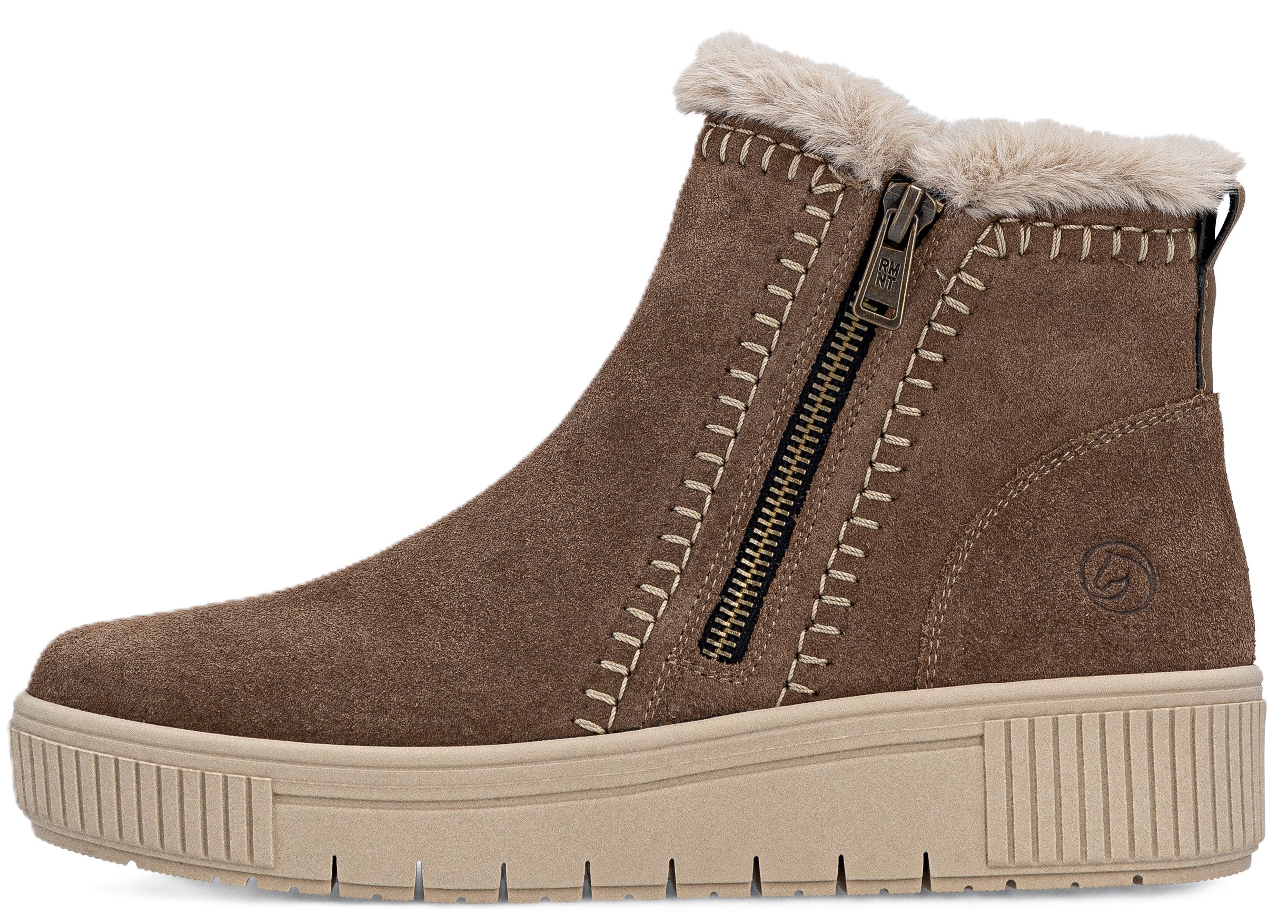 Beige Side Zip Ankle Boot - Image 2