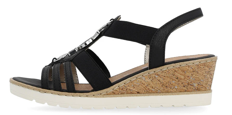 Black Wedge Elastic Sandal - Image 3