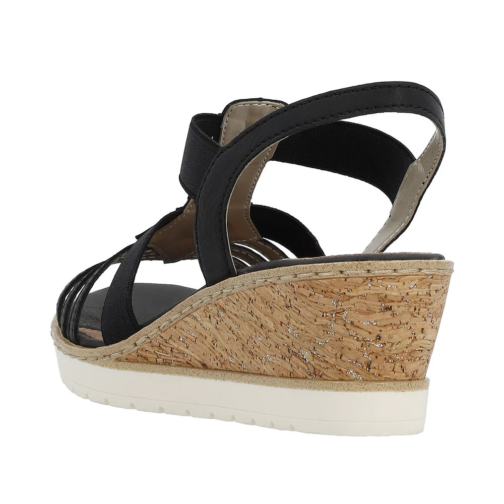 Black Wedge Elastic Sandal - Image 4