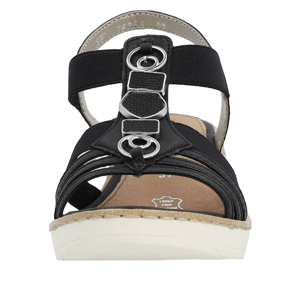 Black Wedge Elastic Sandal - Image 5