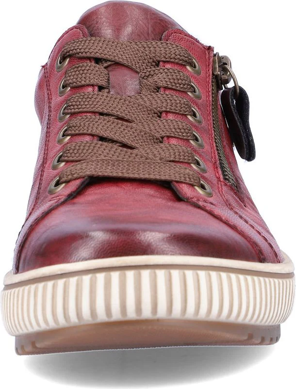 Burgundy Lace Up W Side Zip - Image 4