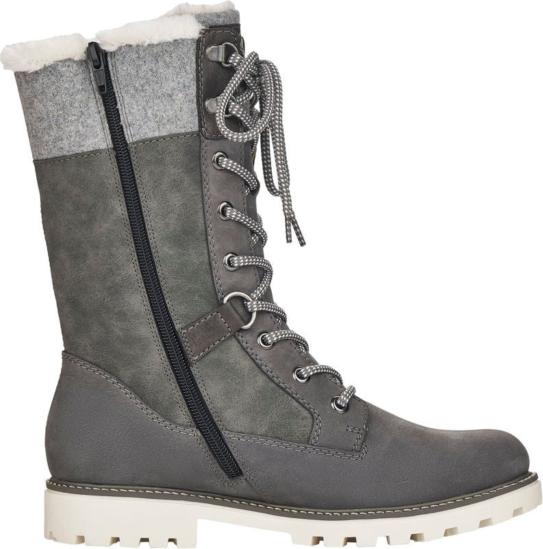 Tall Grey Lace Up Boot - Image 2