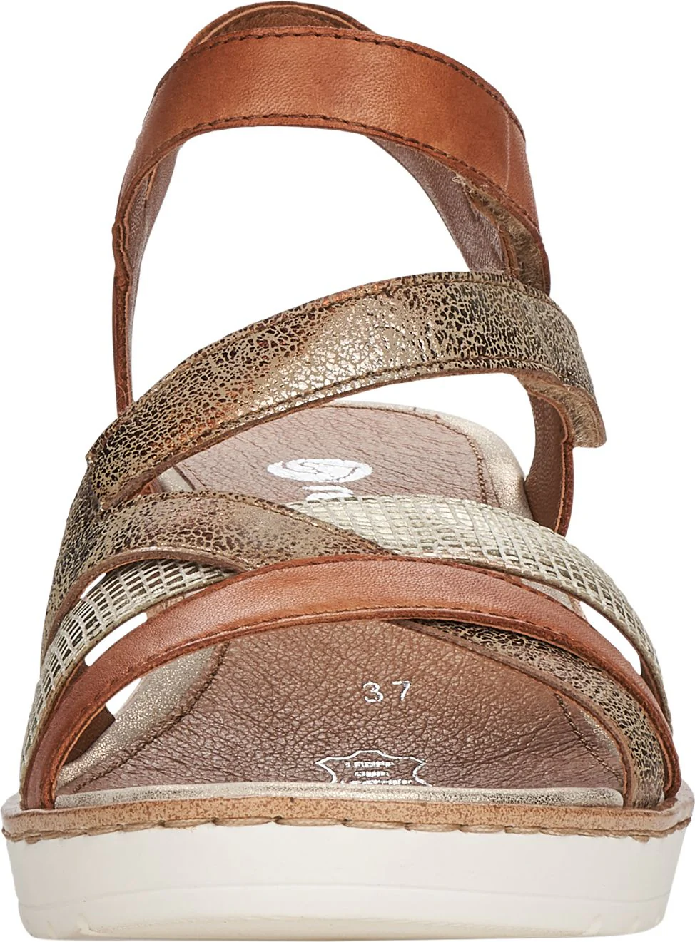 Tan/Gold Criss Cross Wedge Sandal - Image 3