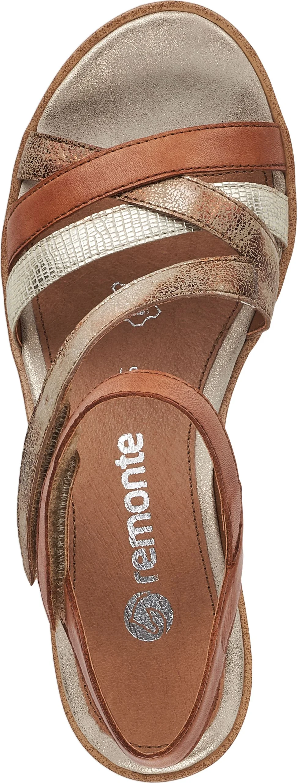 Tan/Gold Criss Cross Wedge Sandal - Image 5