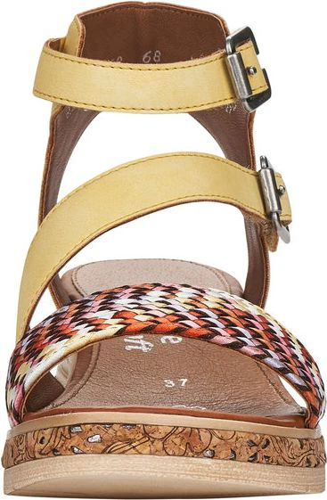 Yellow/ Woven Multi Front/Ankle Strap Wedge Sandal - Image 4