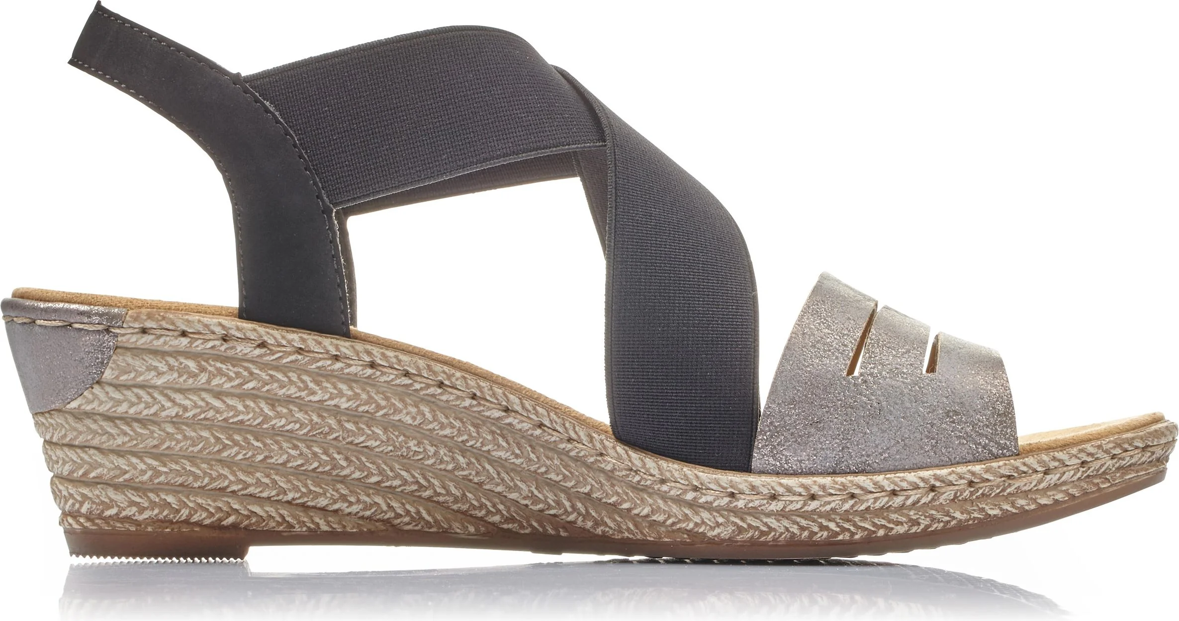 Black/Grey Criss Cross Wedge - Image 2
