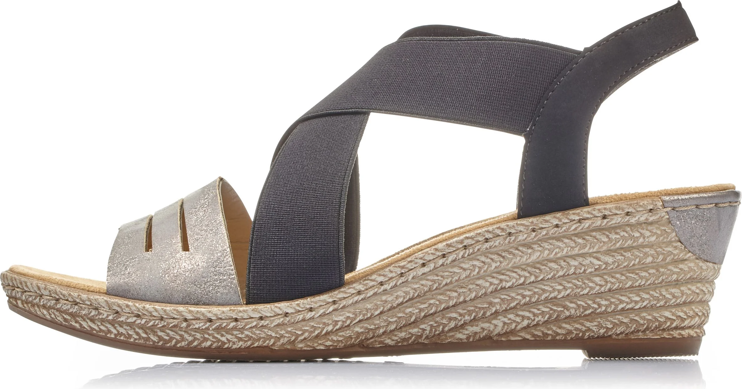 Black/Grey Criss Cross Wedge - Image 3