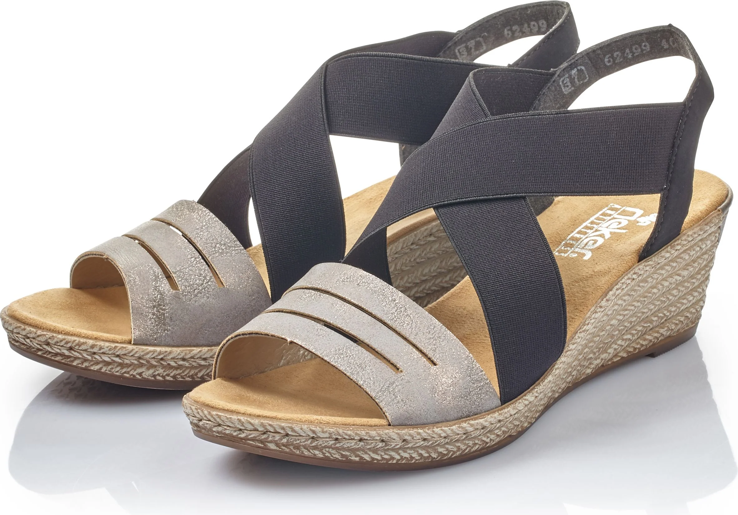 Black/Grey Criss Cross Wedge - Image 7