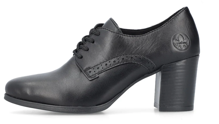 Black Lace Up Heeled Shoe - Image 3
