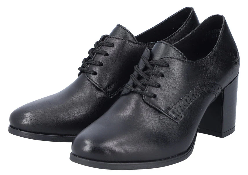 Black Lace Up Heeled Shoe - Image 4