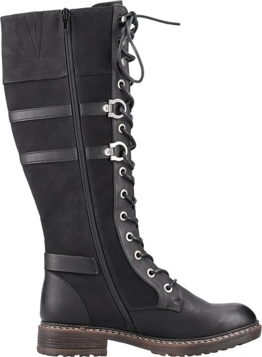 Black Tall Lace Up Boot - Image 3