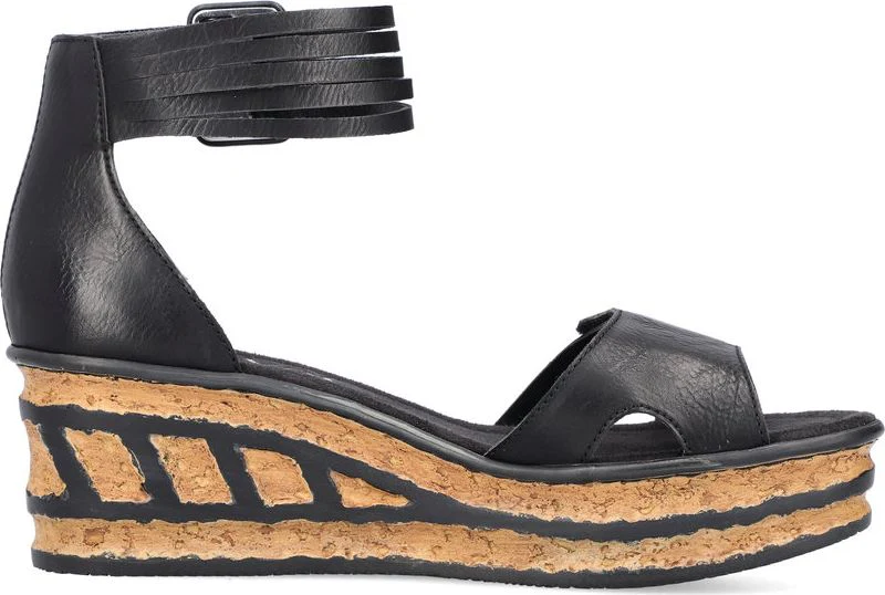 Black Wedge Ankle Wrap Strap - Image 2