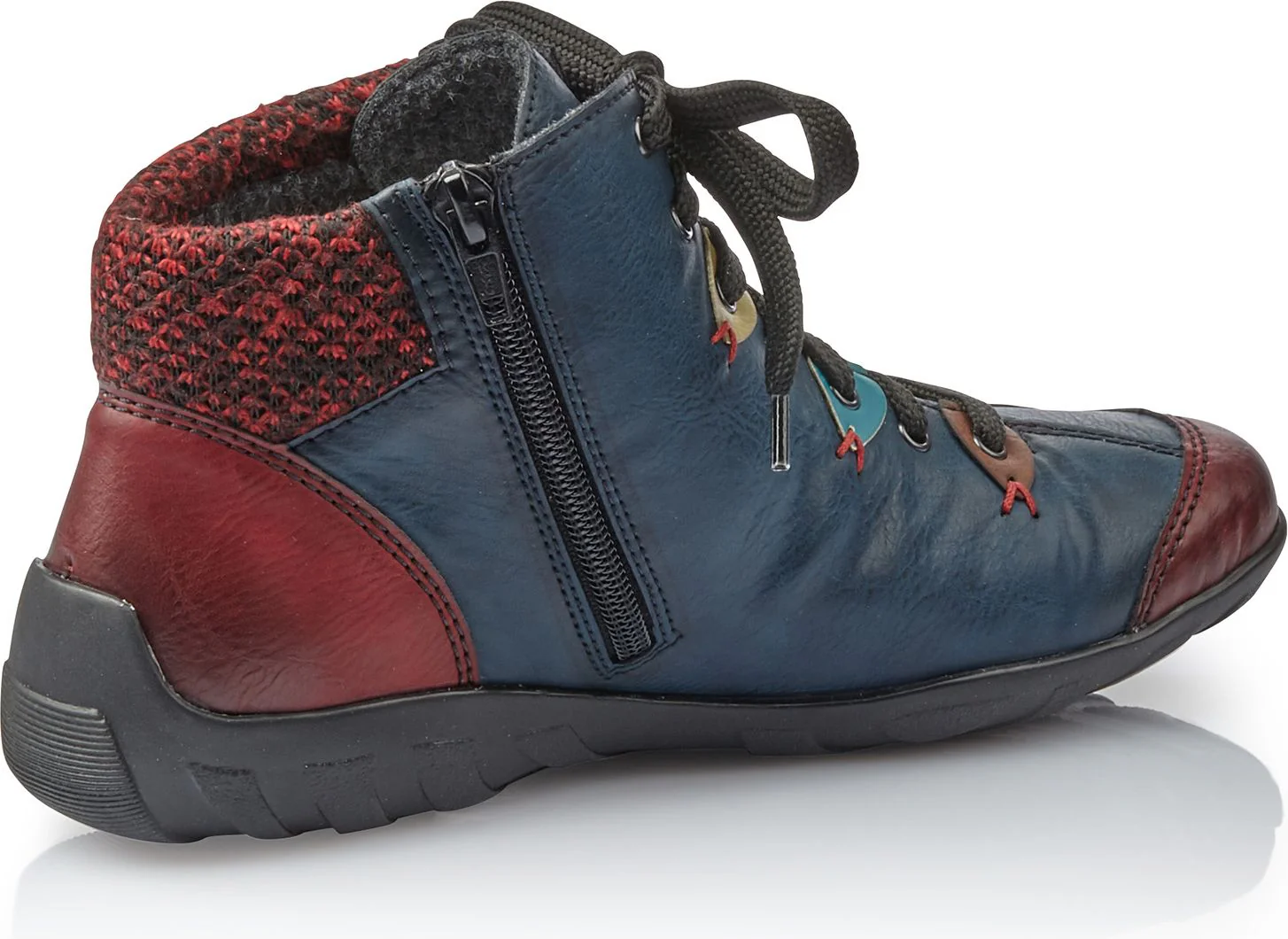 L6513-37 - Blue & Red Lace Up Ankle Boot - Image 2