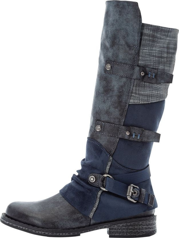Blue Tall Side Zip Boot - Image 7