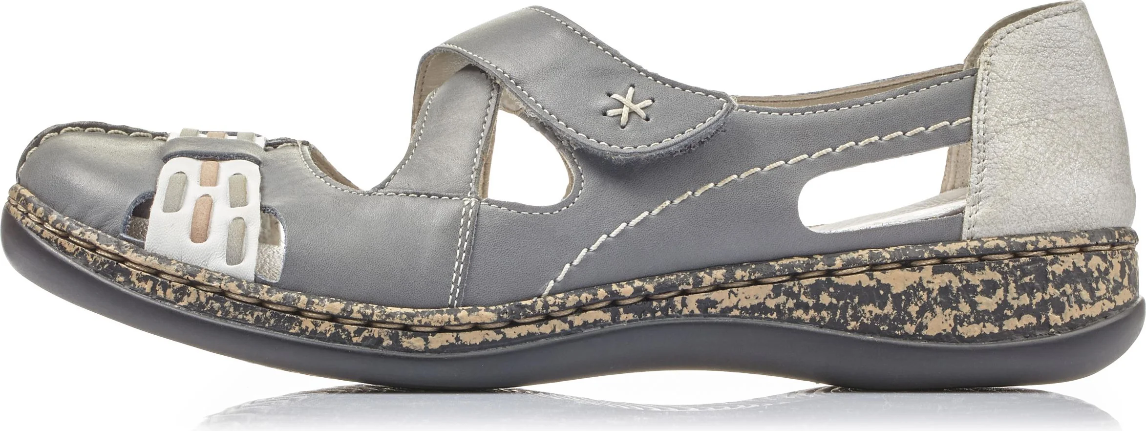 Grey Criss Cross Velcro Shoe - Image 3