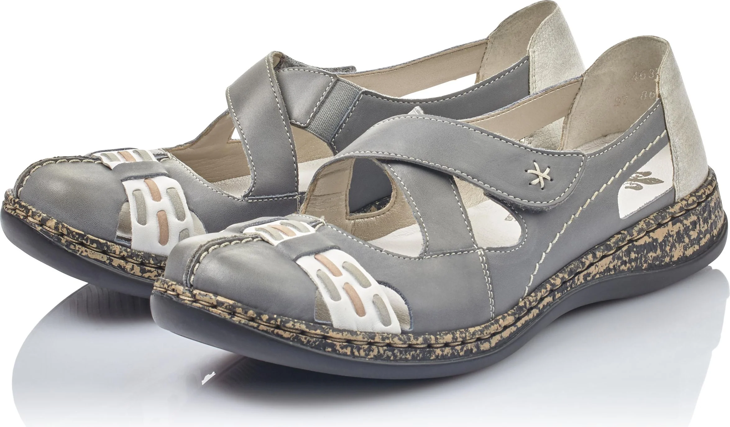 Grey Criss Cross Velcro Shoe - Image 7