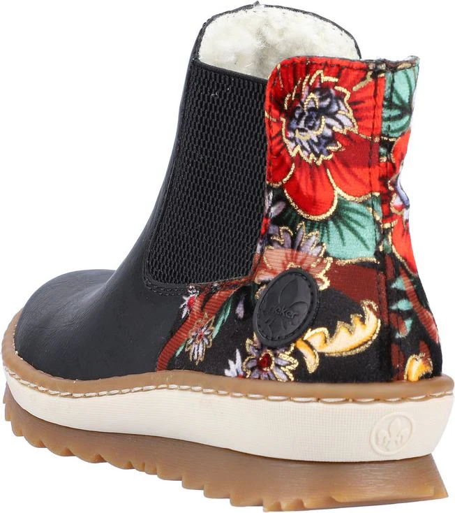 Navy Boot With Floral Printed Heel - Image 5
