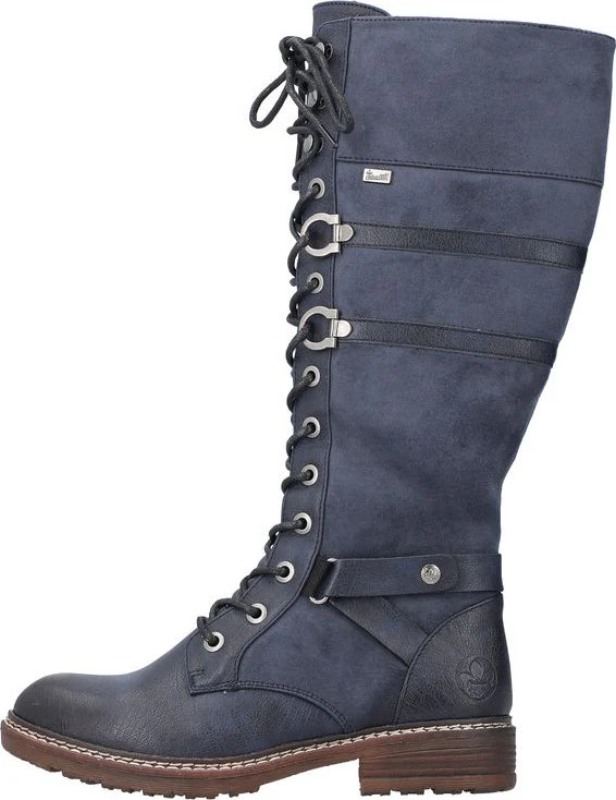 Navy Tall Lace Up Boot - Image 3