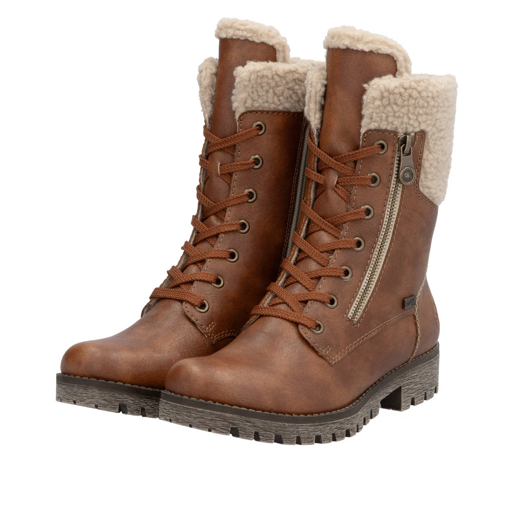 Tan Warm Lined Lace Up Boot - Image 4