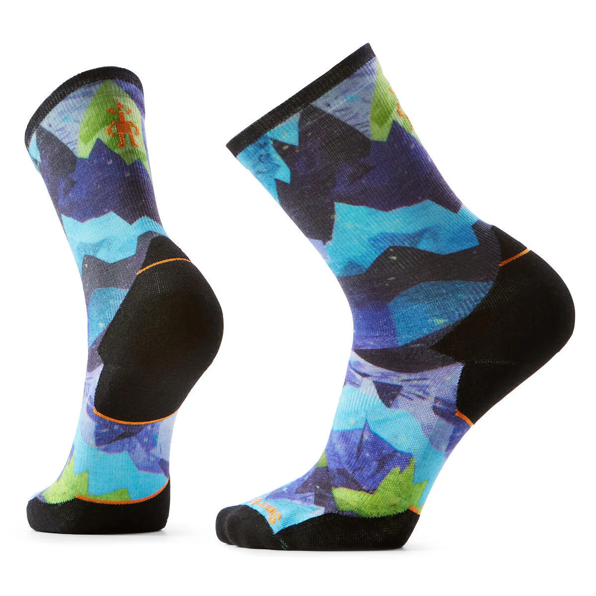Trail Run Targeted Cushion Summit Sector Print Crew Socks Nightfall Blue
