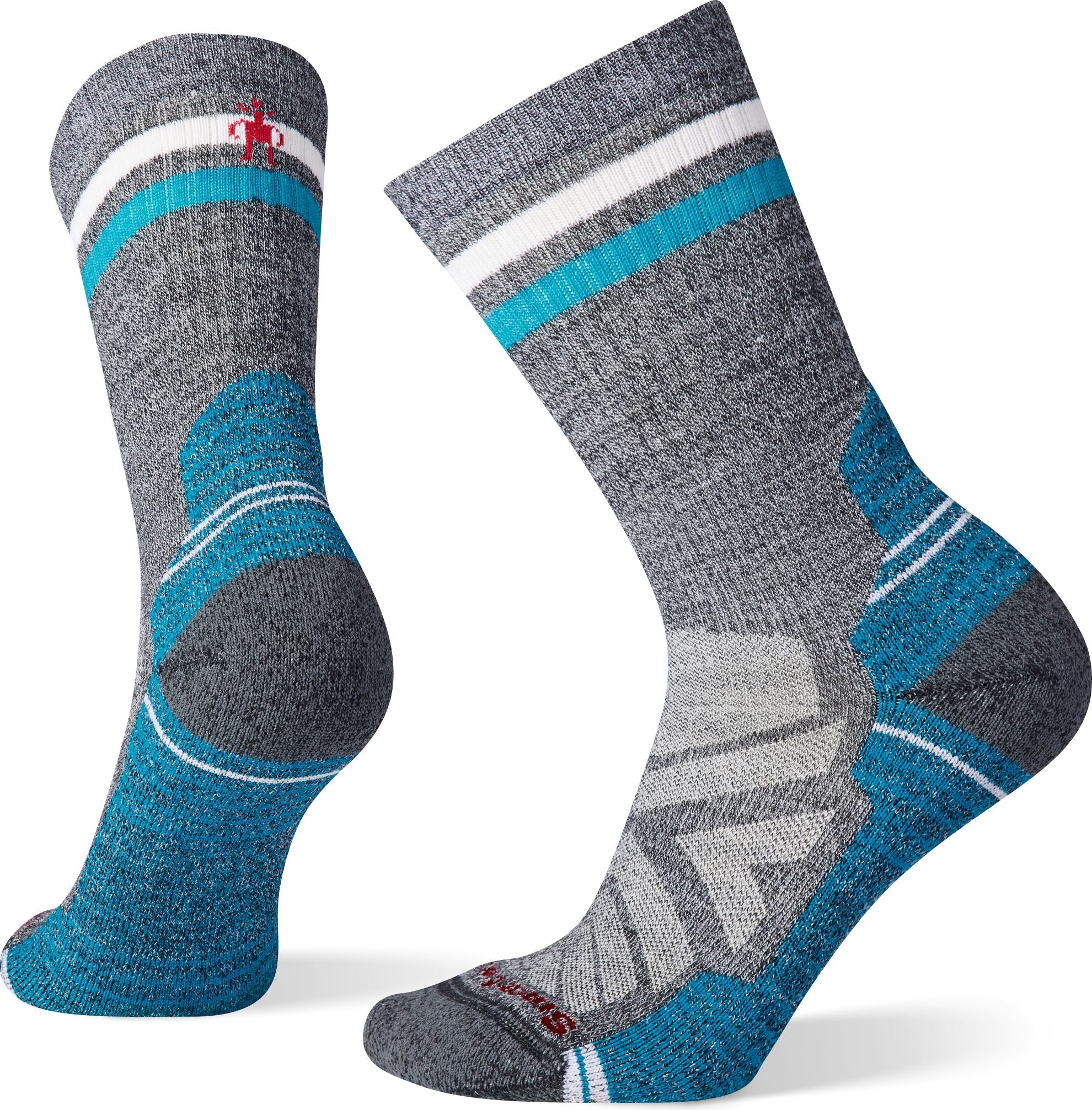 W Hike Light Cushion Tube Striep Crew Socks Charcoal Light Grey