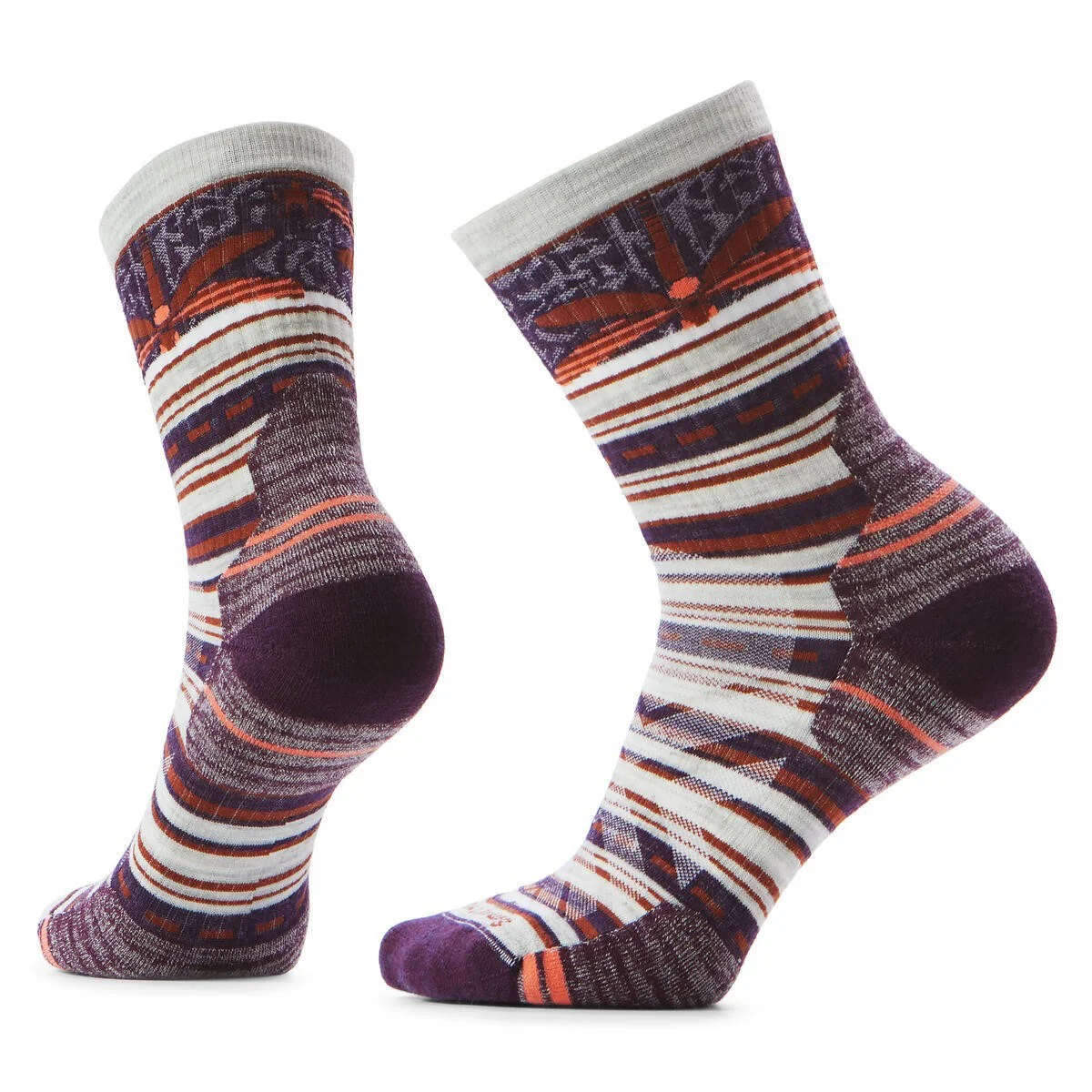 Women's Hike Targeted Cushion Dragon Stitch Mid Crew Socks Ash