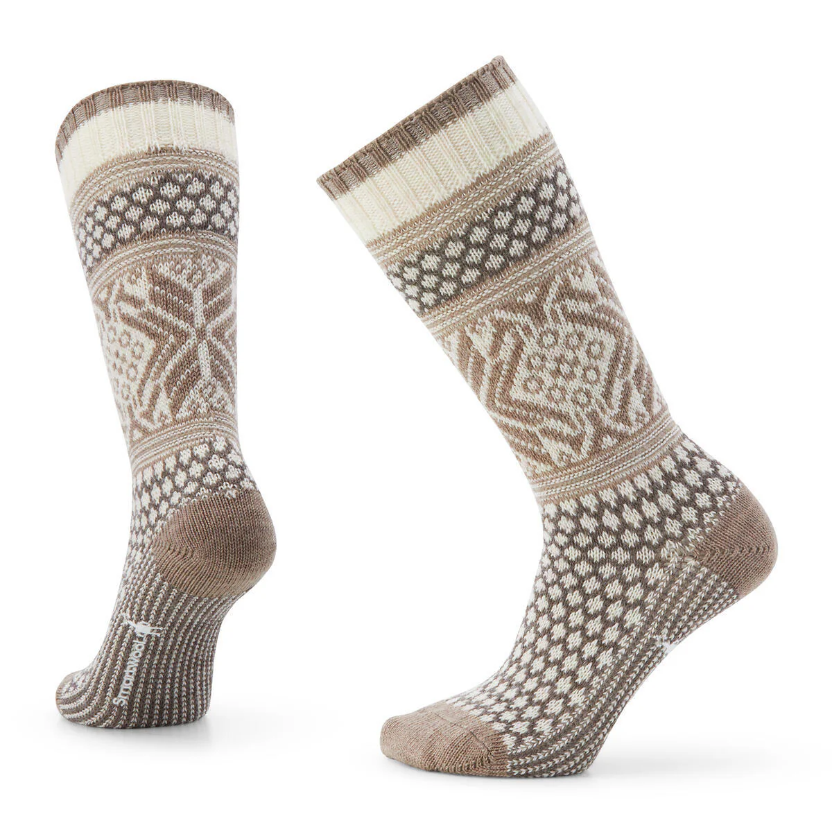 W Everyday Popcorn Snowflake Pattern Crew Socks Moonbeam