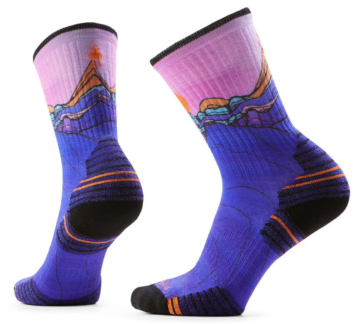 Women’s Hike Targeted Cushion Mountain Sunrise Print Crew Socks Deep Navy