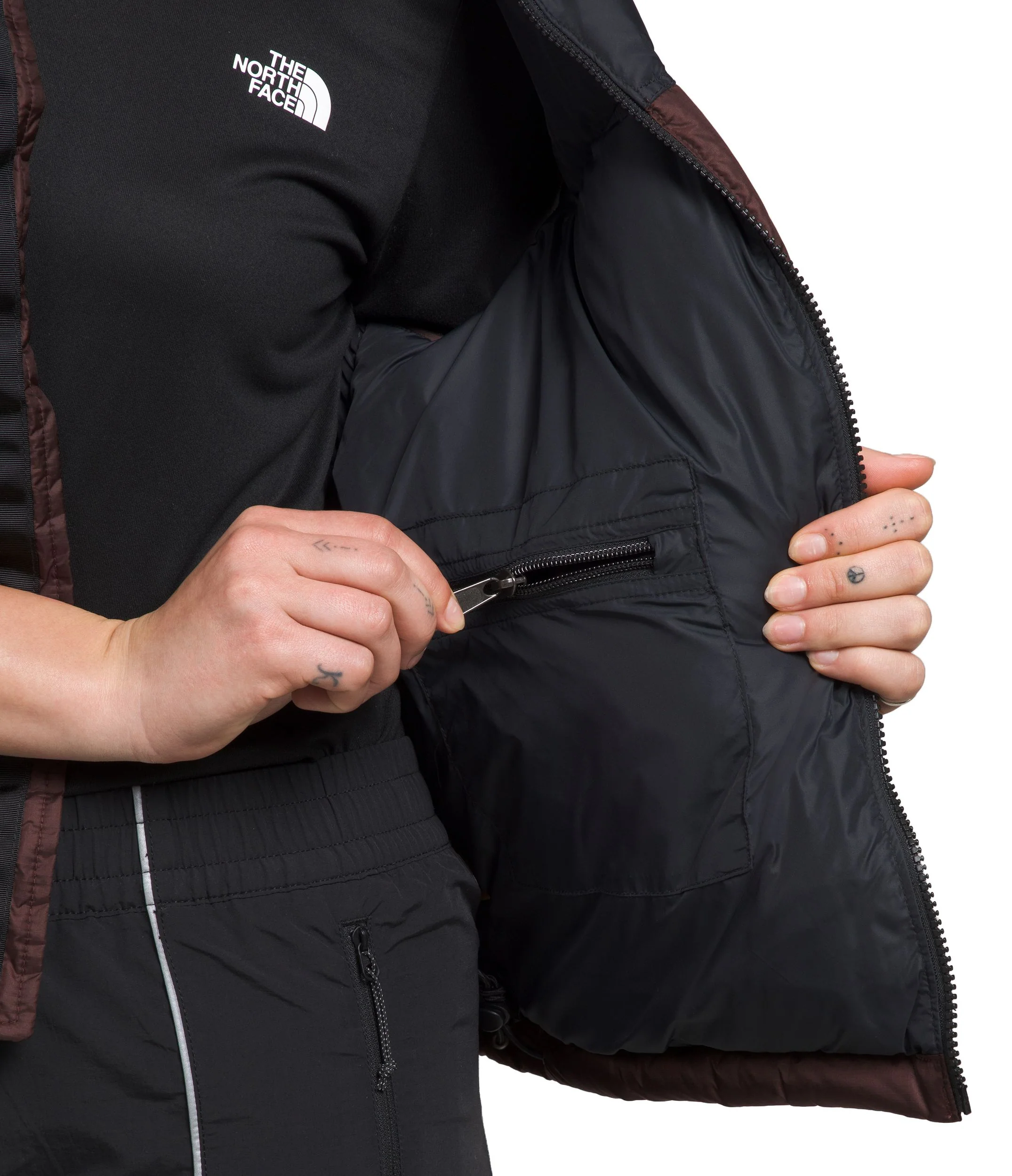 Women's 1996 Retro Nuptse Vest Coal Brown TNF Black - Image 3