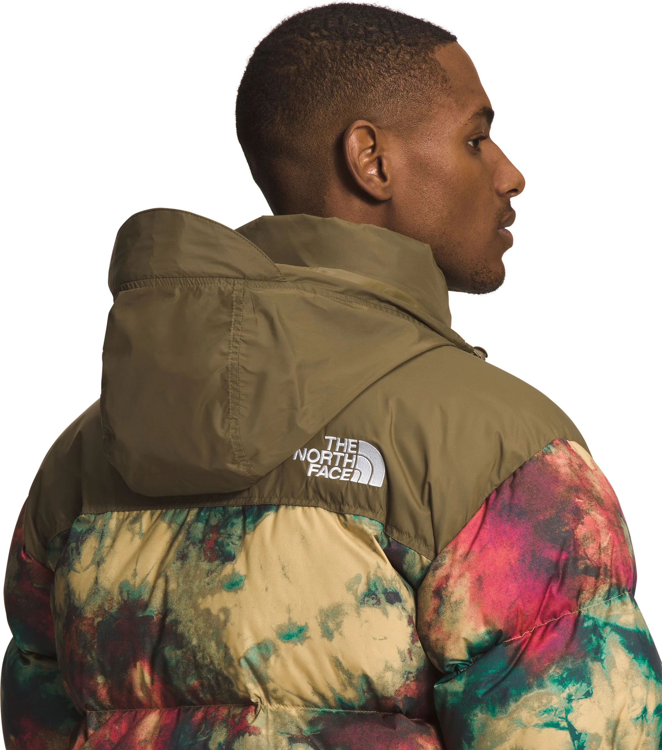 Men's Printed 1996 Retro Nuptse Jacket Antelope Tan Ice Dye Print - Image 4