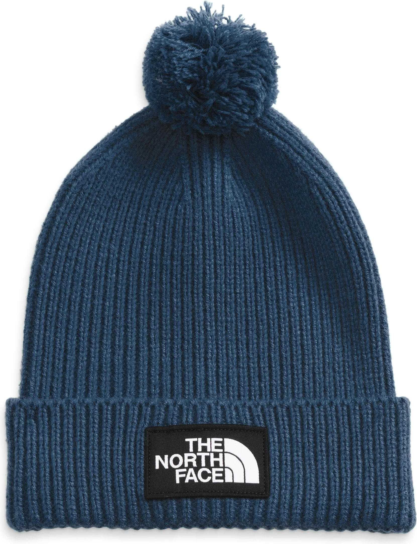 TNF Logo Box Pom Beanie Shady Blue