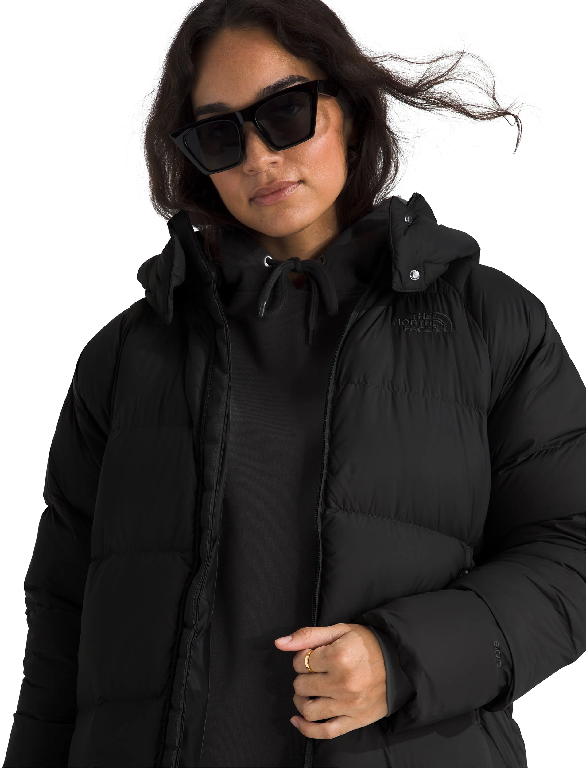 Women's Hydrenalite City Long Down Hooded Parka TNF Black - Image 2