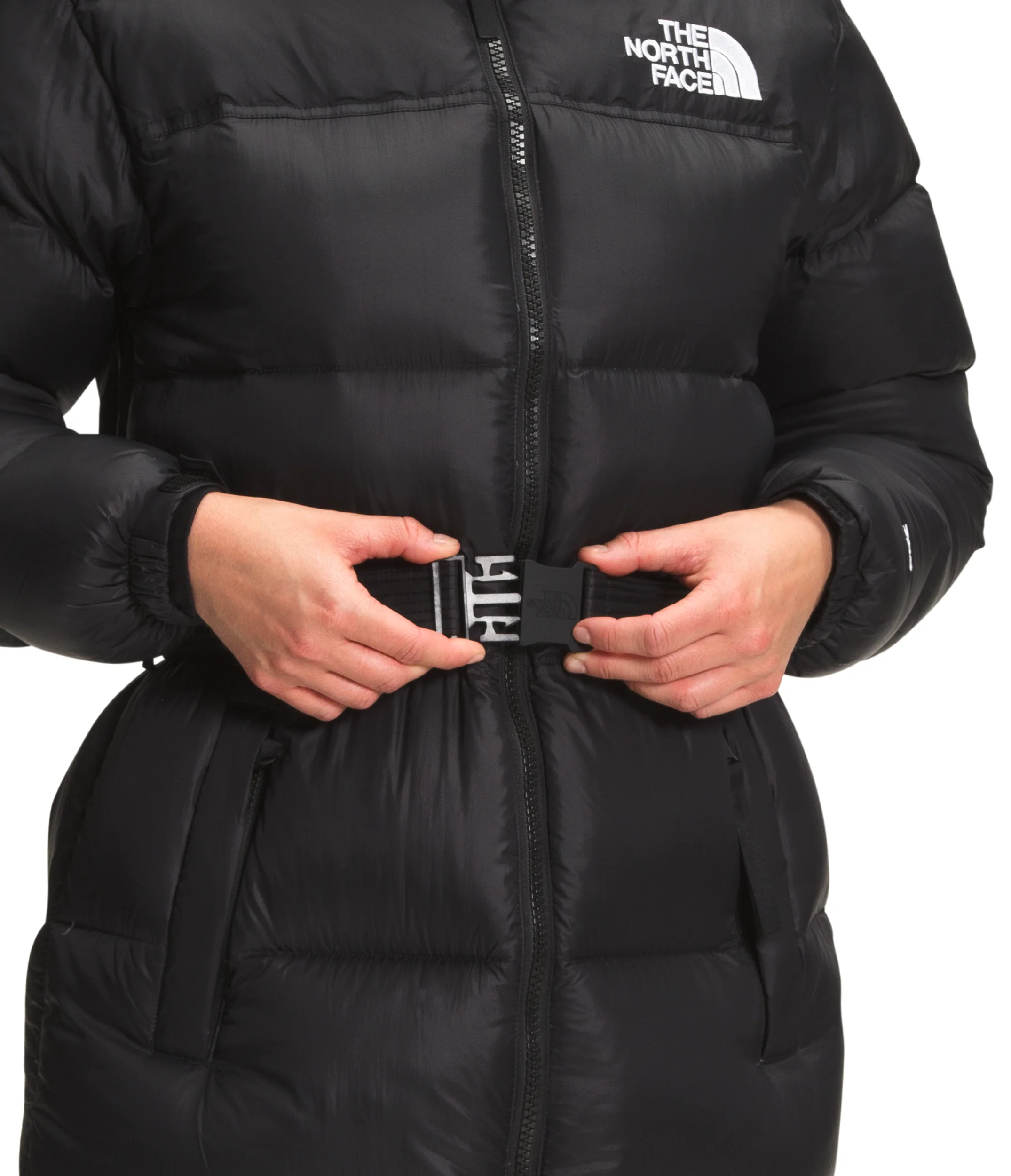 Women's Nuptse Belted Long Parka TNF Black - Image 3