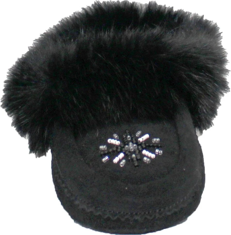 Saski Black - Kids Beaded Moccasin With Fur - Image 3