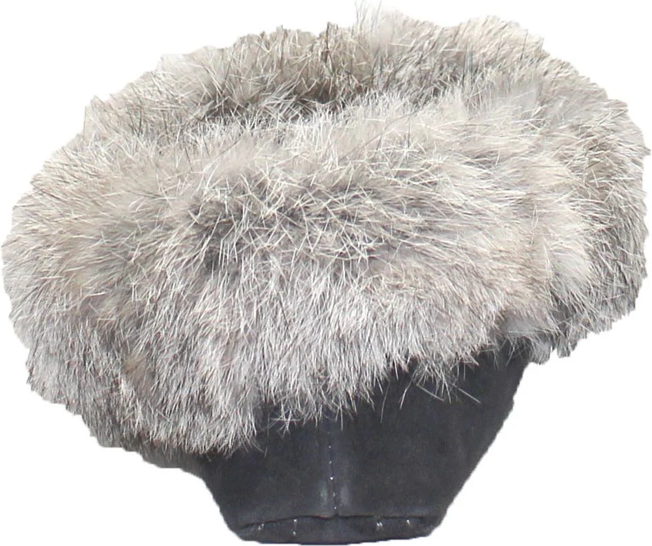 Saskie Charcoal - Kids Beaded Moccasin With Fur - Image 4